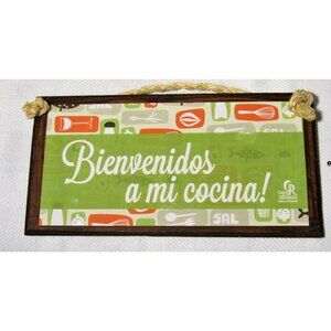 Wood Hanging Kitchen Sign “Bienvenidos a mi cocina! (Welcome To My kitchen!)